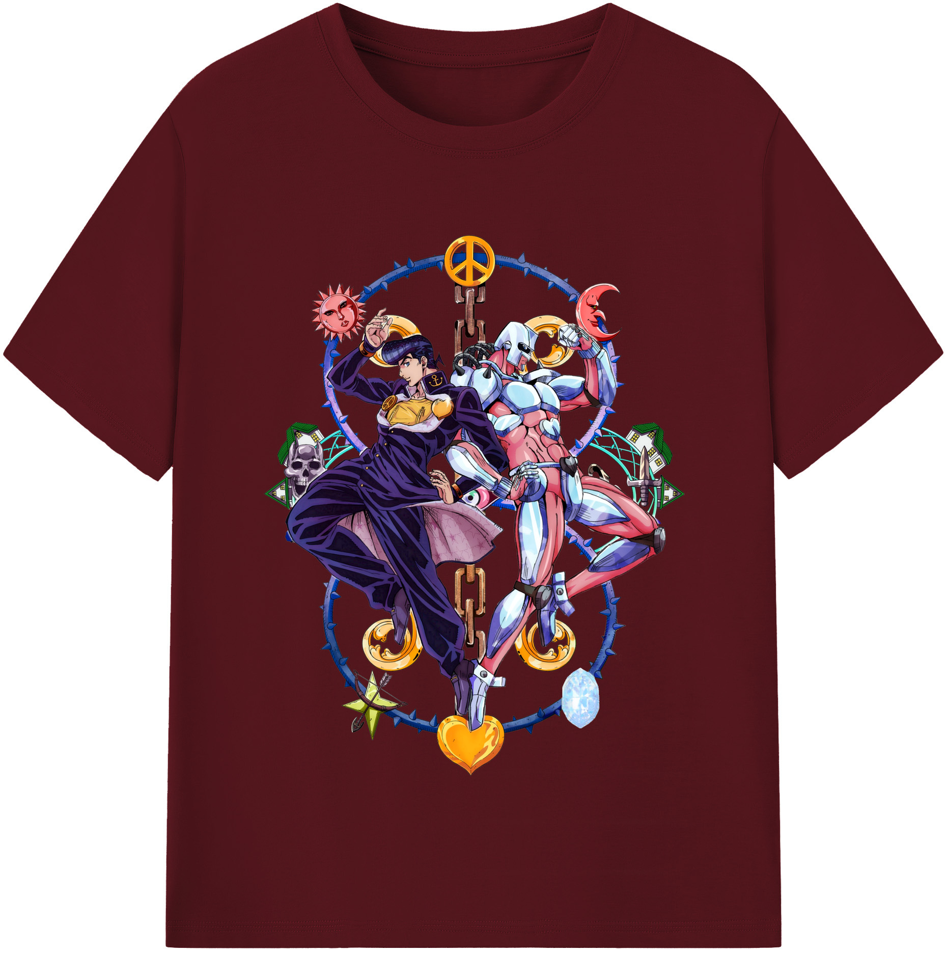 （画像用） ジョジョの奇妙な冒険 ひがしかた じょうすけ JoJo's Bizarre Adventure Higashikata Josuke 綿100％半袖Tシャツ（フロントプリント）